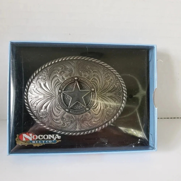 Nocona  Belt Co,Large Oval Metal Texas Star Womans Belt Buckle. - Picture 1 of 5